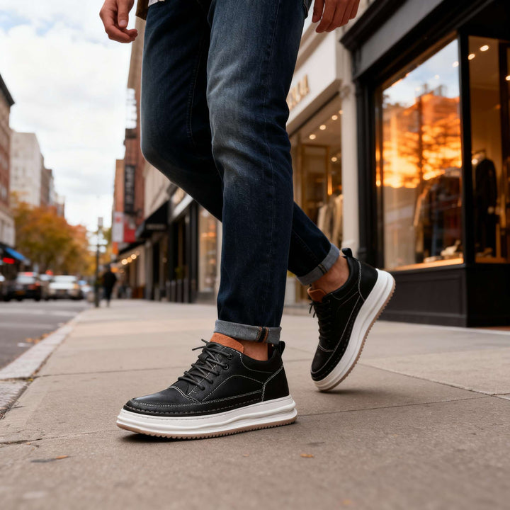 Men's Casual Leather Cushioned Trainers