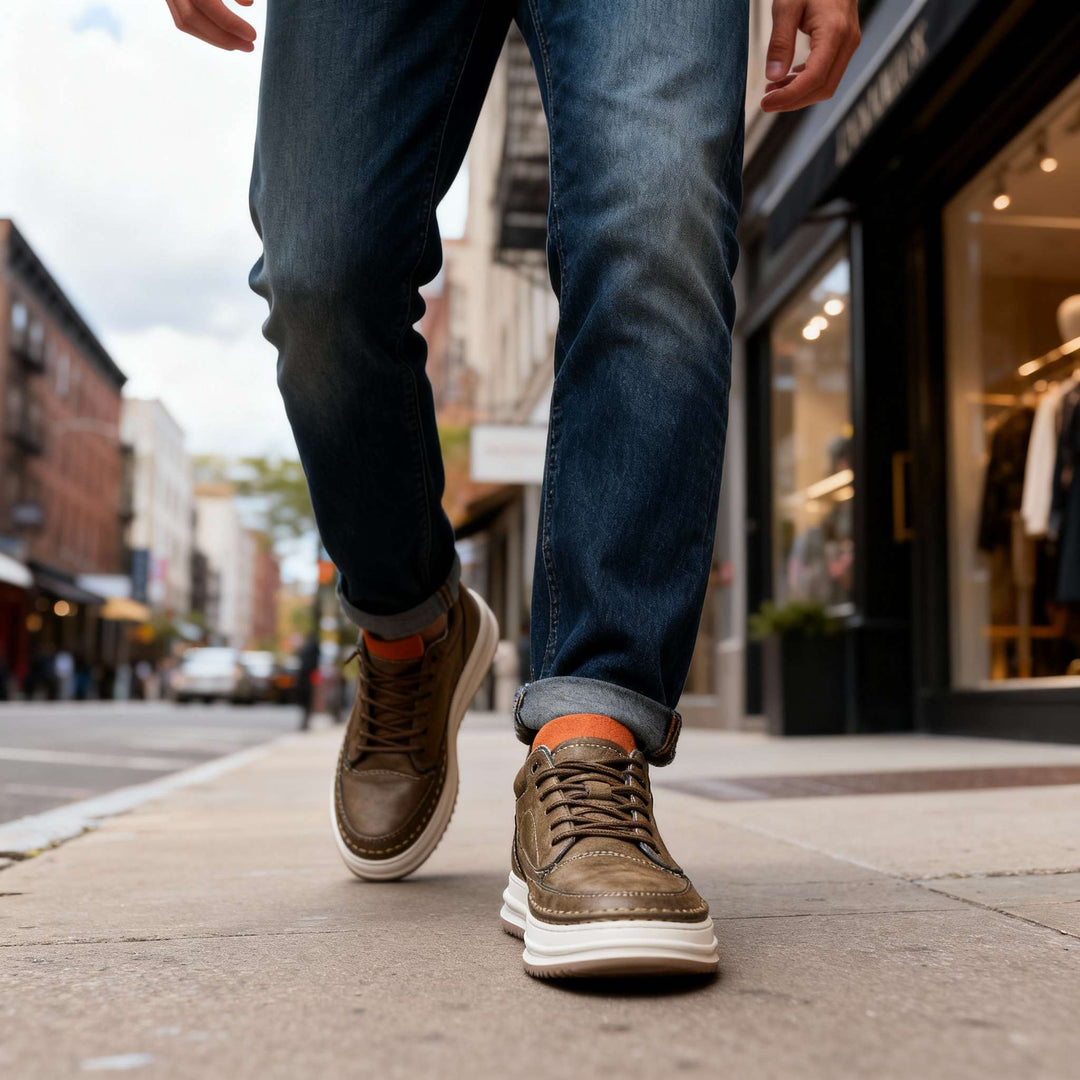 Men's Casual Leather Cushioned Trainers