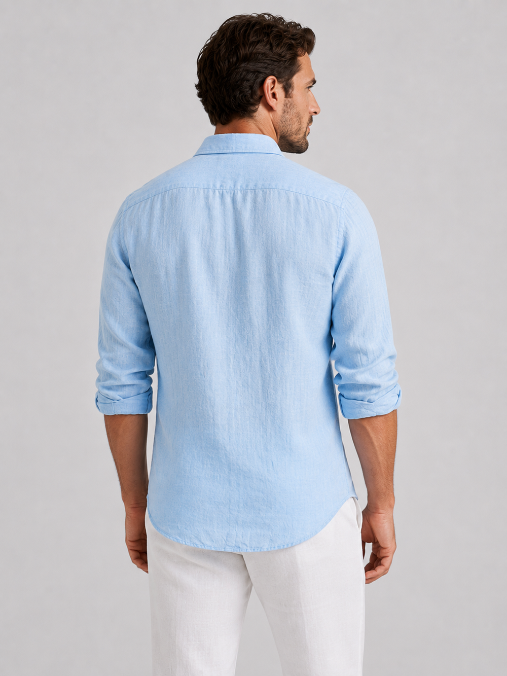 Men's Casual Linen Look Relaxed Fit Button-Up Shirt