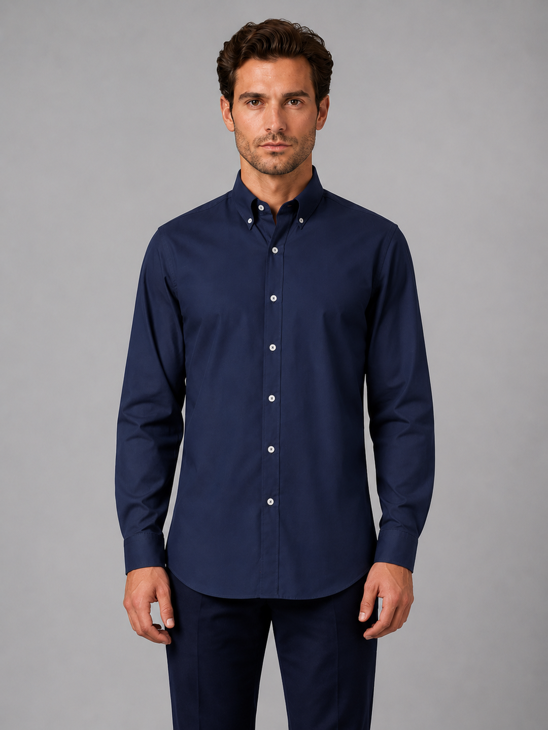 Men's Smart Casual Cotton Button-Down Collar Long Sleeve Shirt