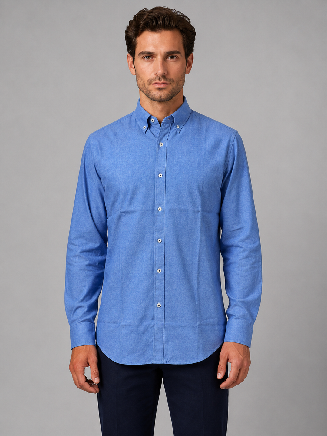 Men's Smart Casual Cotton Button-Down Collar Long Sleeve Shirt