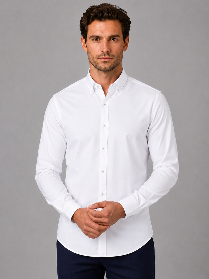 Men's Smart Casual Cotton Button-Down Collar Long Sleeve Shirt