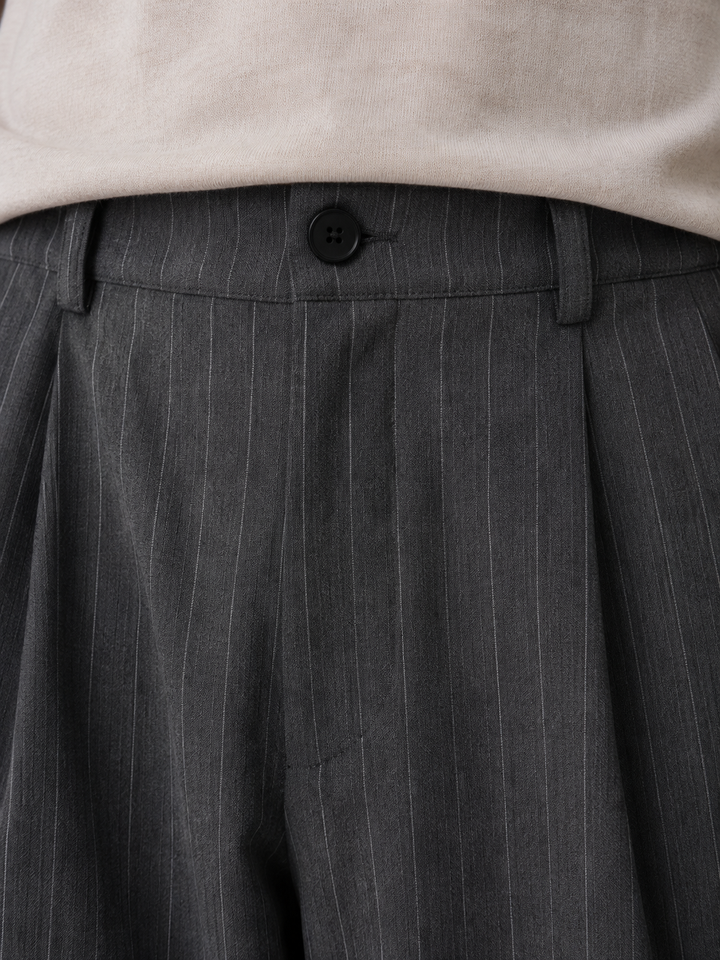 Men's Classic Pinstripe Wide Leg Tailored Trousers
