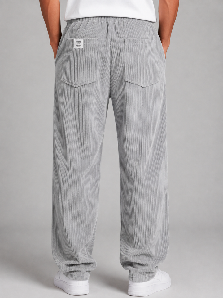 Men's Casual Corduroy Wide Leg Drawstring Trousers