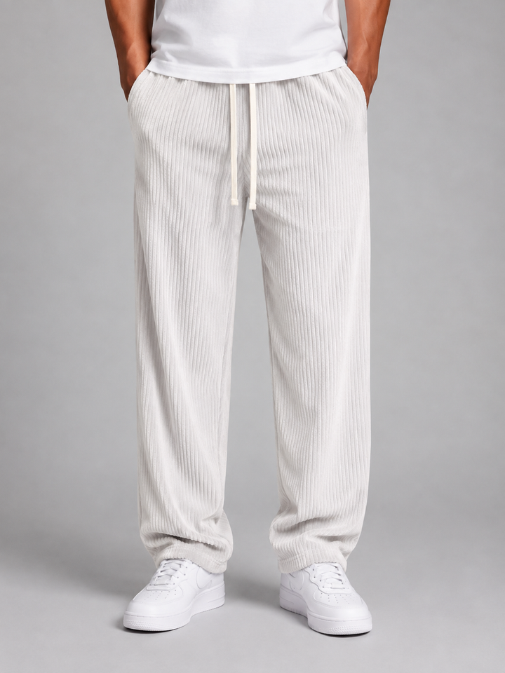 Men's Casual Corduroy Wide Leg Drawstring Trousers