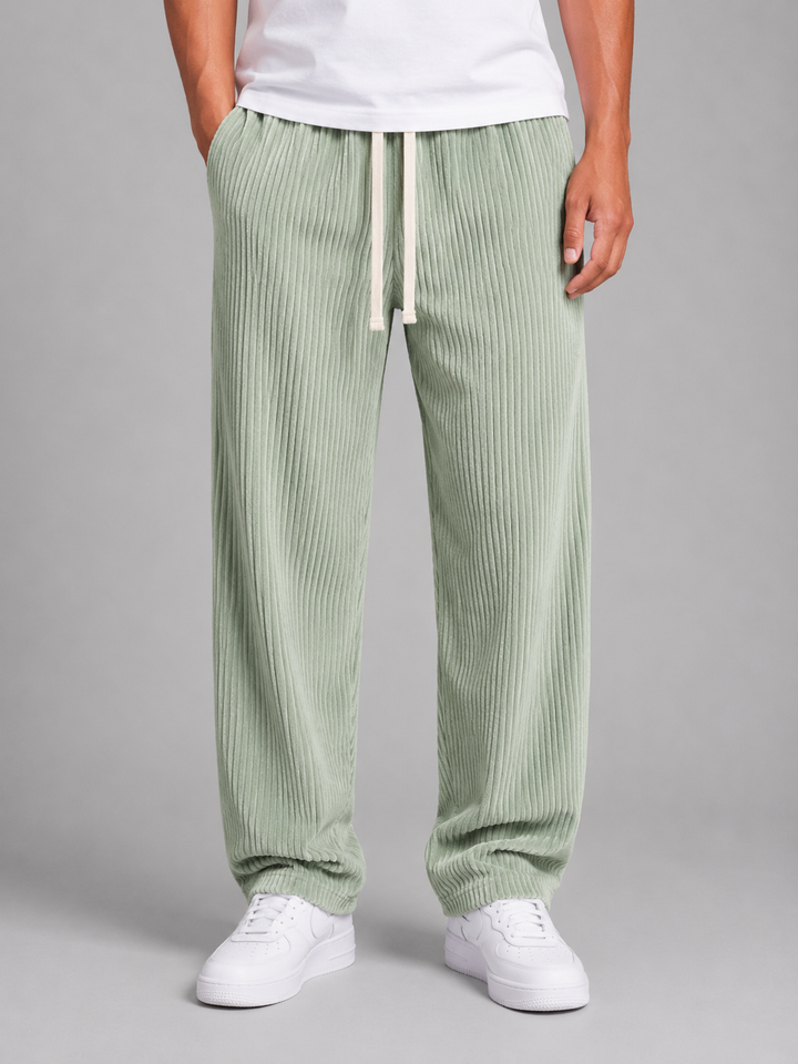 Men's Casual Corduroy Wide Leg Drawstring Trousers