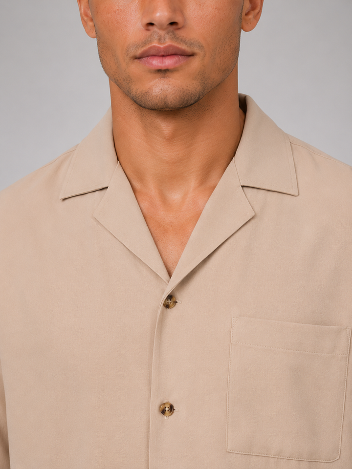 Men's Casual Cotton Short Sleeve Shirt and Drawstring Trousers Set