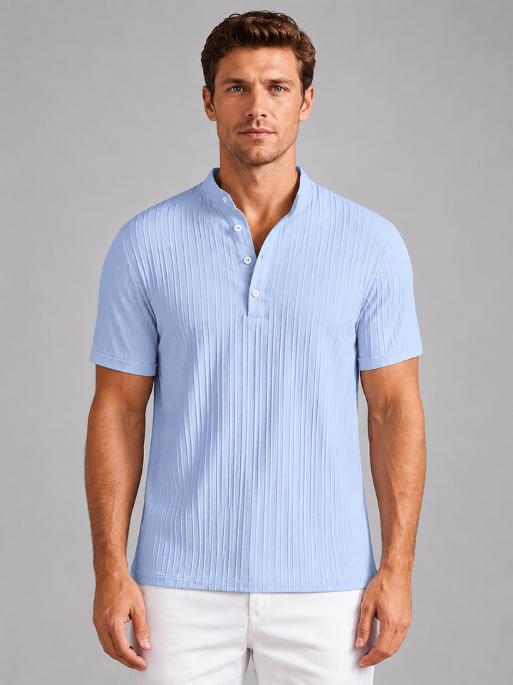 Men's Lightweight Ribbed Cotton Henley Shirt