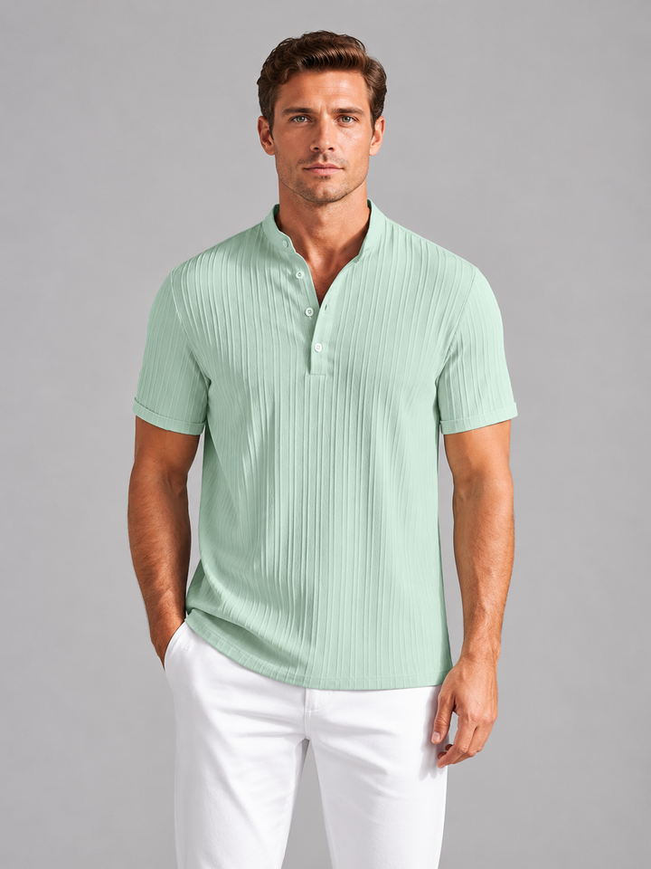 Men's Lightweight Ribbed Cotton Henley Shirt