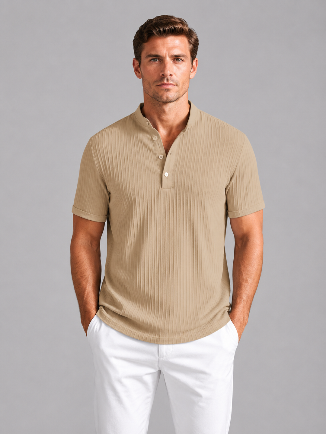 Men's Lightweight Ribbed Cotton Henley Shirt