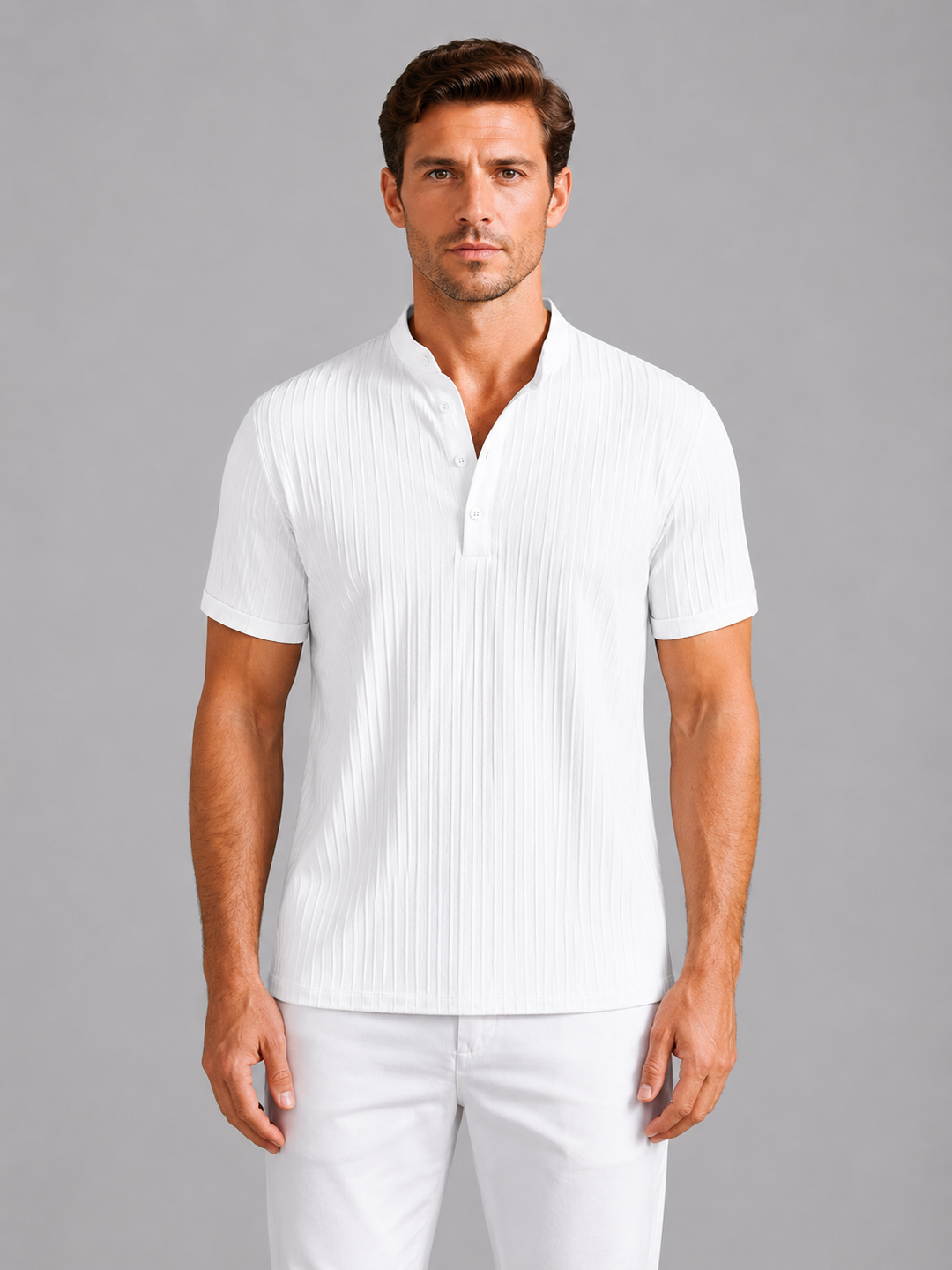 Men's Lightweight Ribbed Cotton Henley Shirt