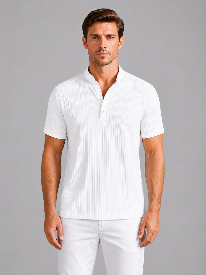 Men's Lightweight Ribbed Cotton Henley Shirt