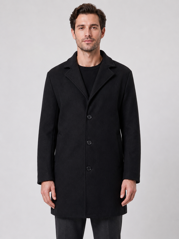 Men's Classic Wool Blend Single Breasted Overcoat