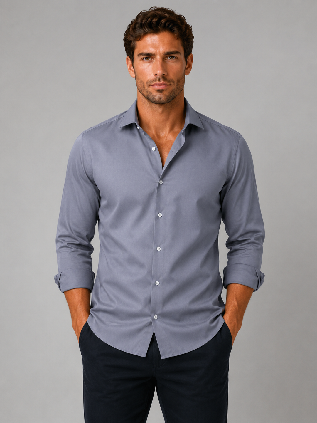 Men's Slim Fit Stretch Cotton Dress Shirt