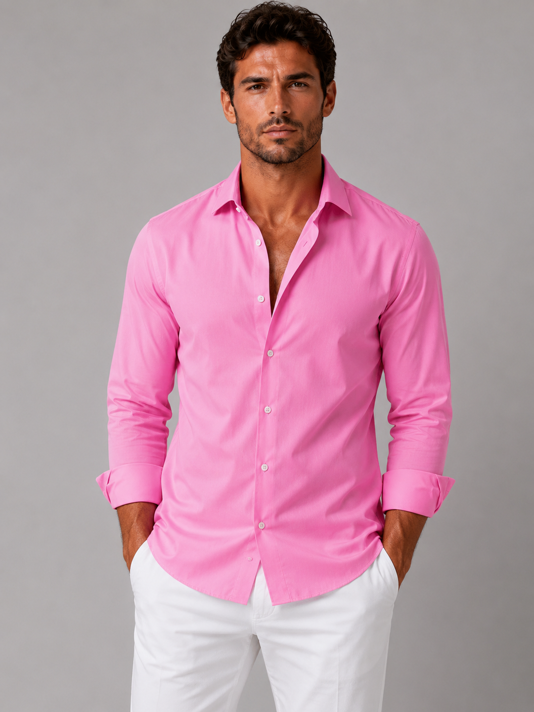 Men's Slim Fit Stretch Cotton Dress Shirt