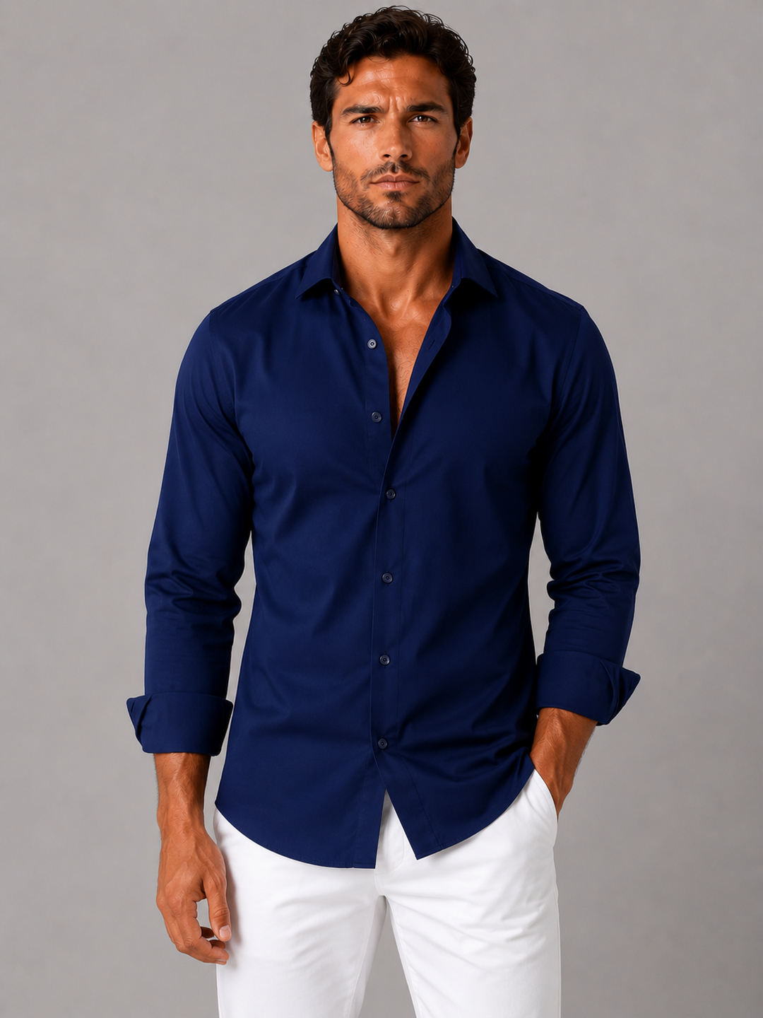 Men's Slim Fit Stretch Cotton Dress Shirt