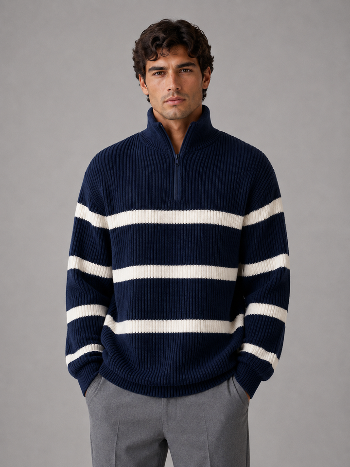 Men's Oversized Ribbed Knit Half Zip Jumper