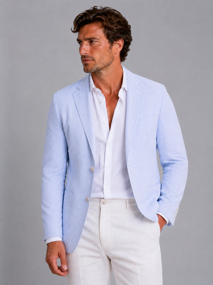 Men's Lightweight Tailored Striped Blazer Jacket