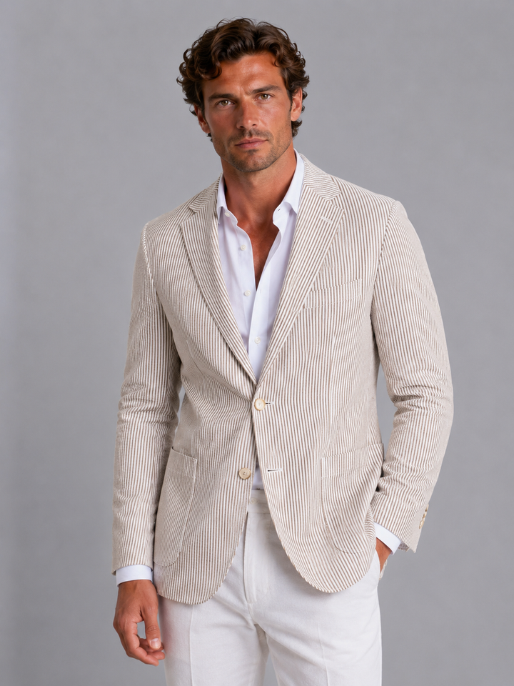 Men's Lightweight Tailored Striped Blazer Jacket