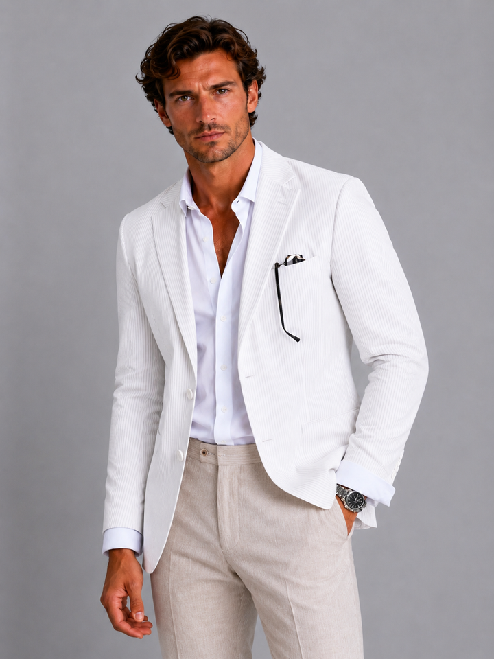 Men's Lightweight Tailored Striped Blazer Jacket