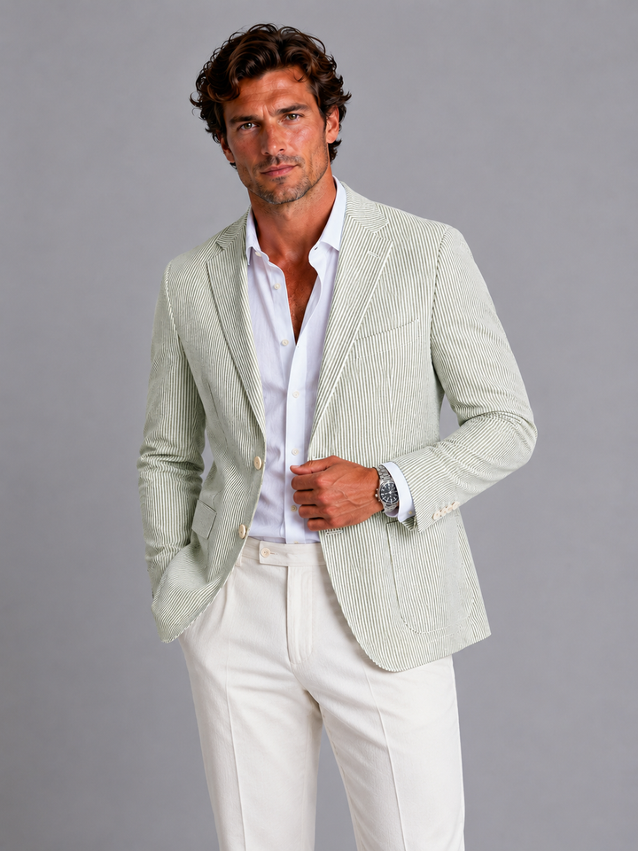 Men's Lightweight Tailored Striped Blazer Jacket