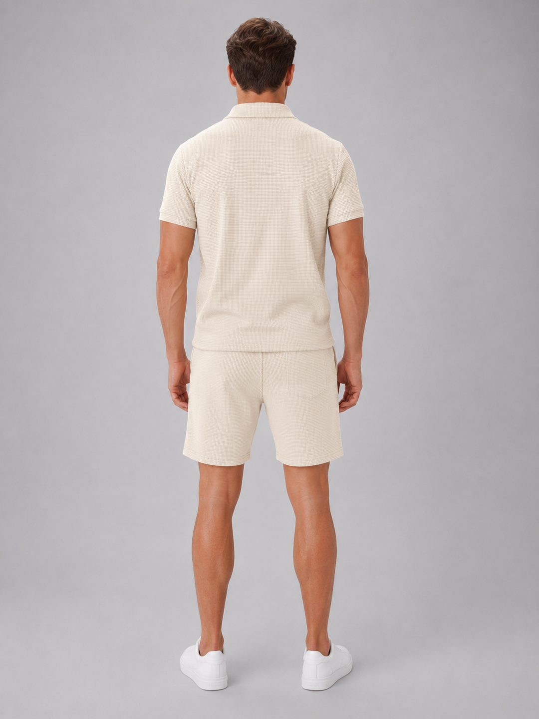 Men's Casual Cotton Polo Shirt and Shorts Set