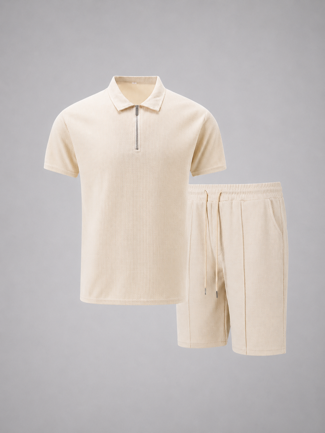 Men's Casual Cotton Polo Shirt and Shorts Set