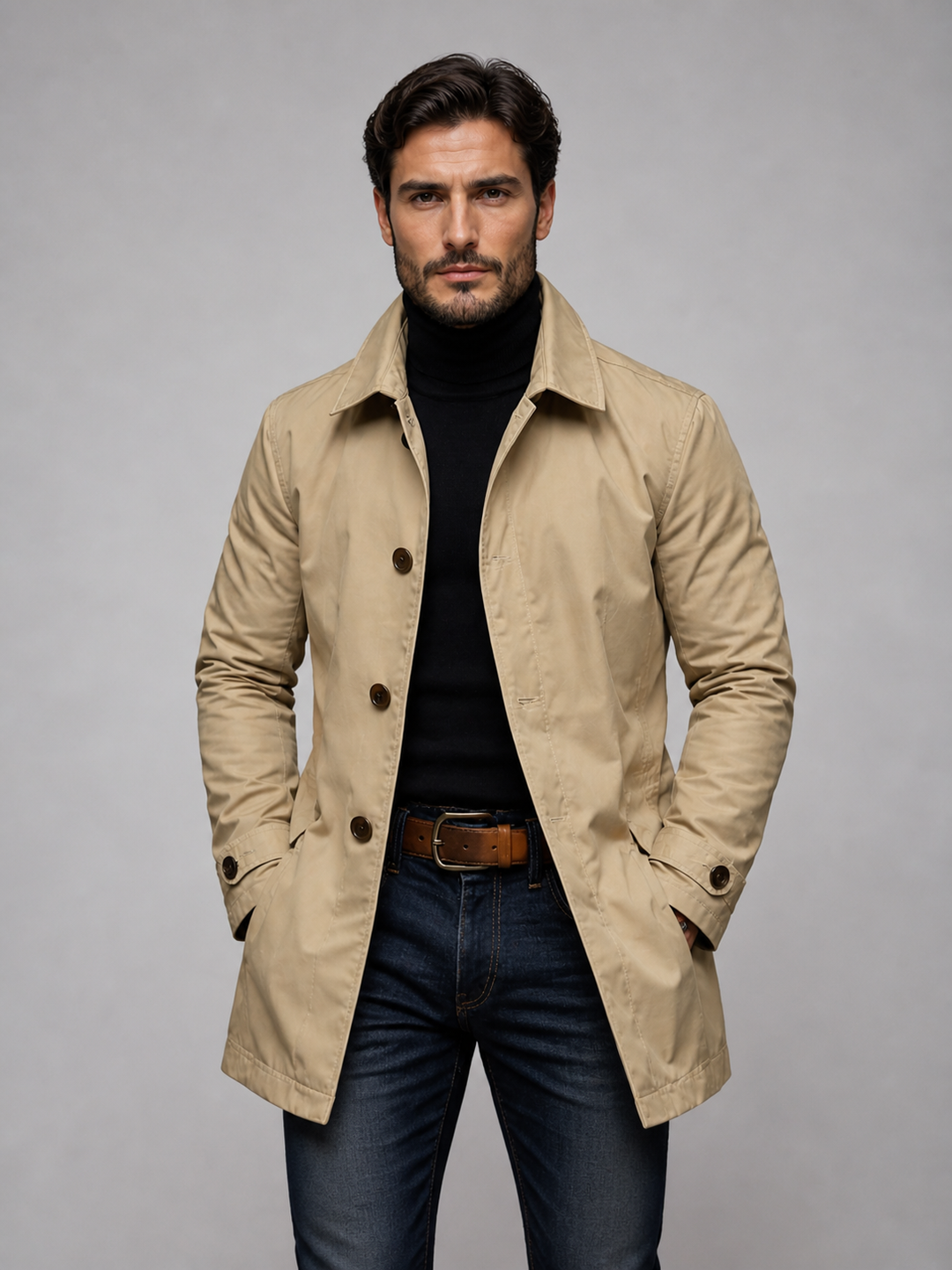 Men's Classic Wool Blend Tailored Coat