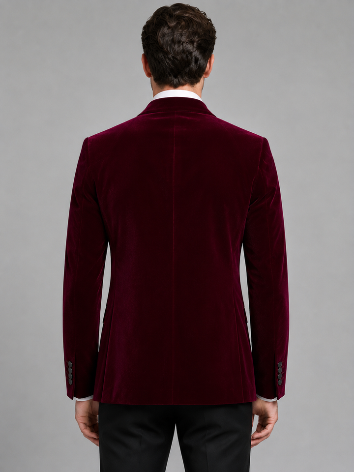 Men's Elegant Velvet Peak Lapel Tuxedo Blazer