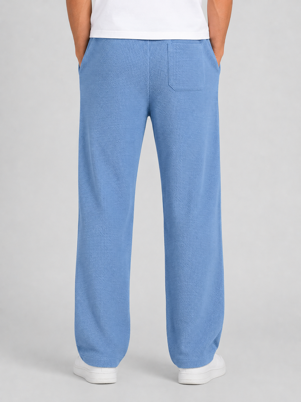 Men's Casual Waffle Knit Drawstring Lounge Trousers