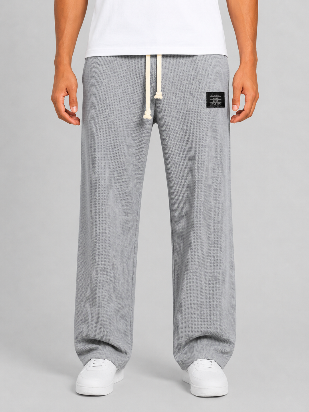 Men's Casual Waffle Knit Drawstring Lounge Trousers