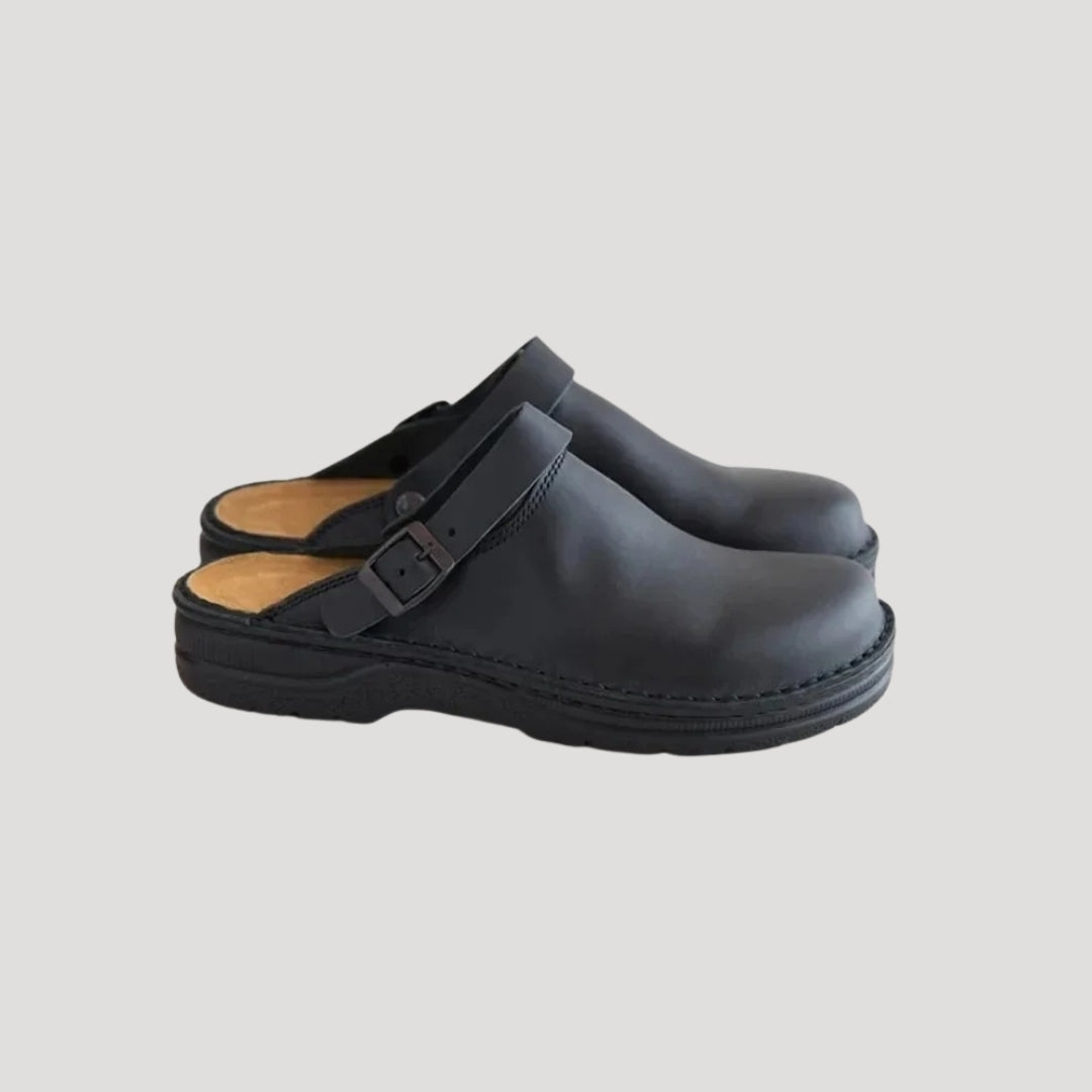 Men's Casual Leather Look Slip-On Clogs
