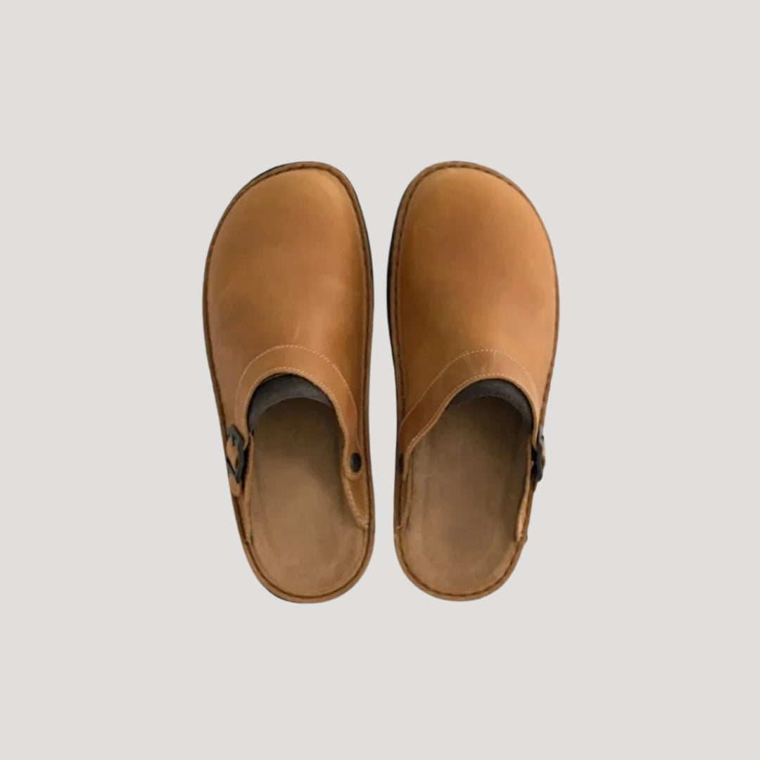 Men's Casual Leather Look Slip-On Clogs