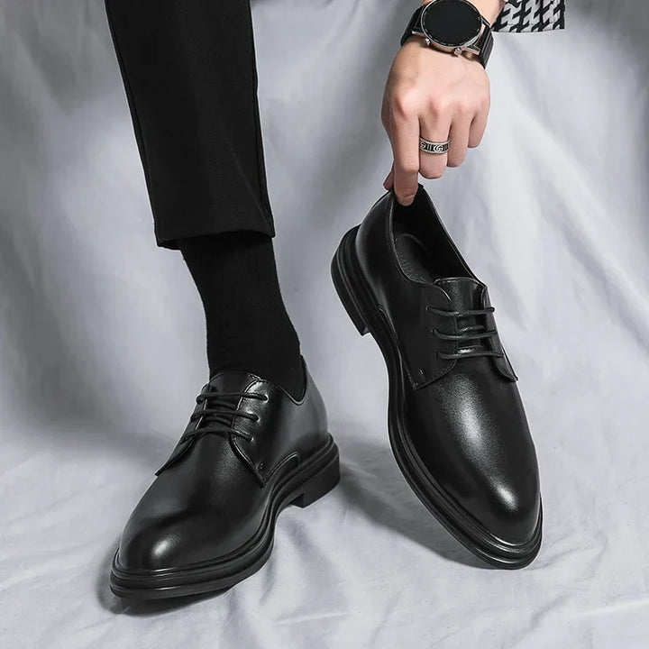 Men's Classic Patent Leather Lace-Up Derby Shoes
