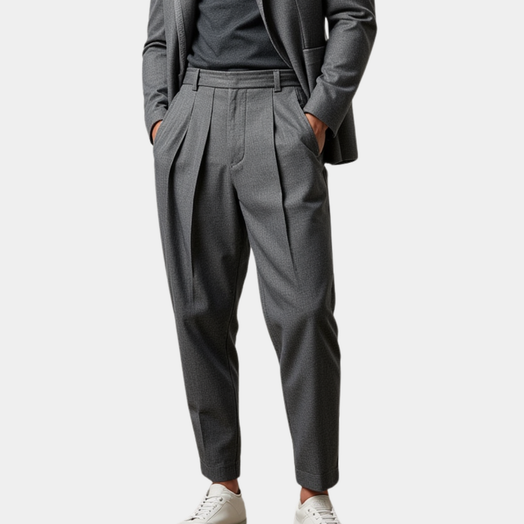 Mens High-Waisted Trousers Soft Touch Elastic Waist - Clovrio