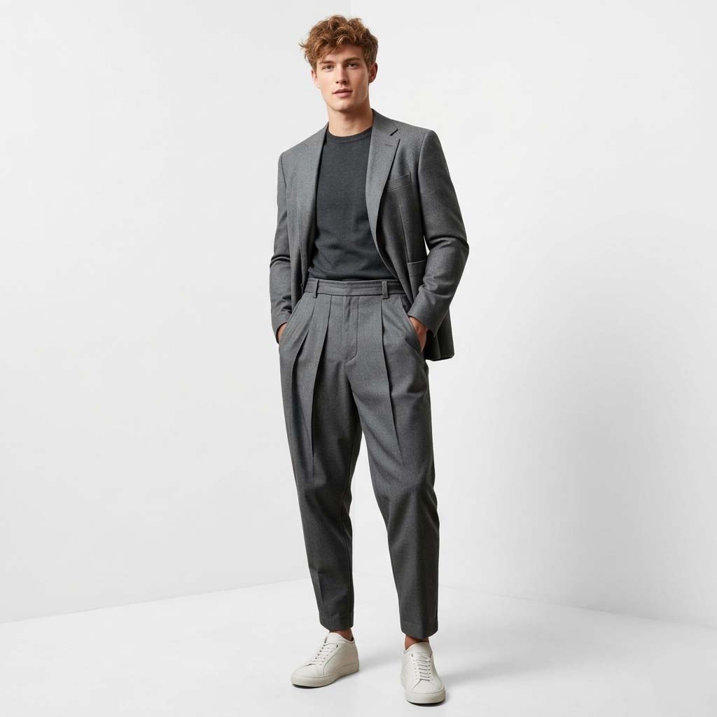 Mens High-Waisted Trousers Soft Touch Elastic Waist