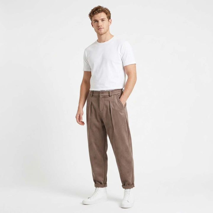 Mens High-Waisted Trousers Soft Touch Elastic Waist