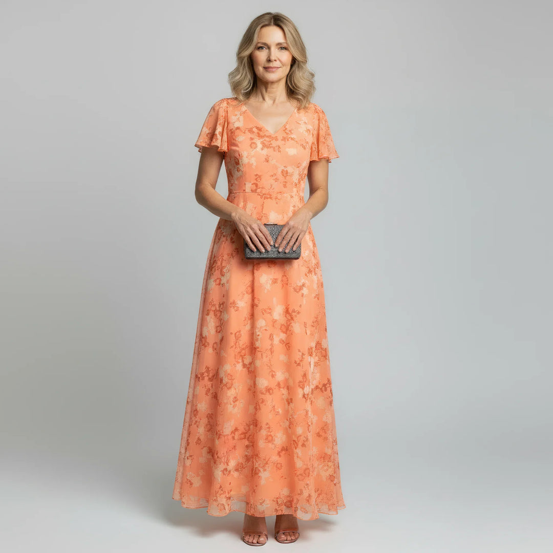 Women's Elegant Chiffon Floral Maxi Dress