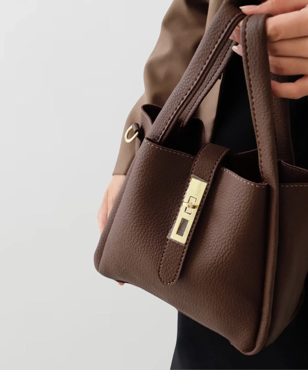 Women's Casual Leather Tote Bag with Crossbody Strap