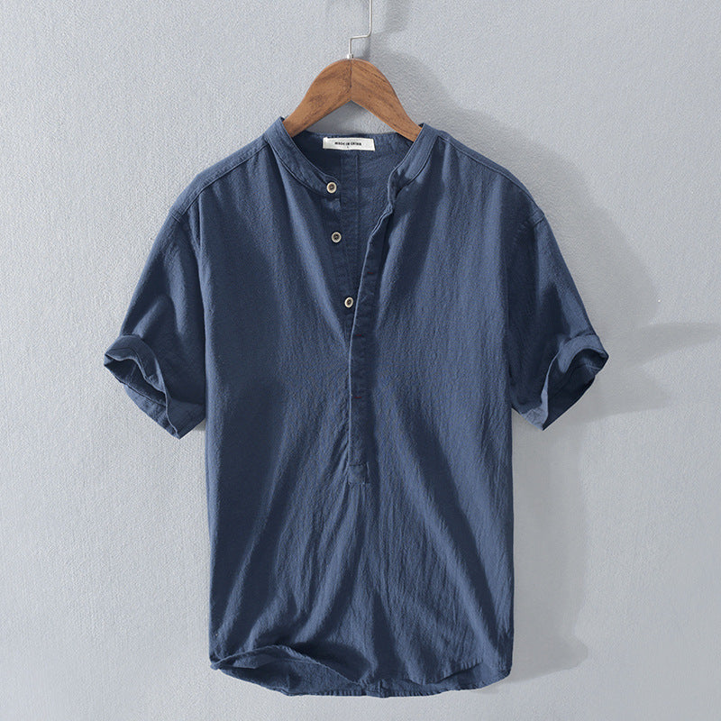 Mens Button-Down Shirt Linen Breathable Fit - Clovrio
