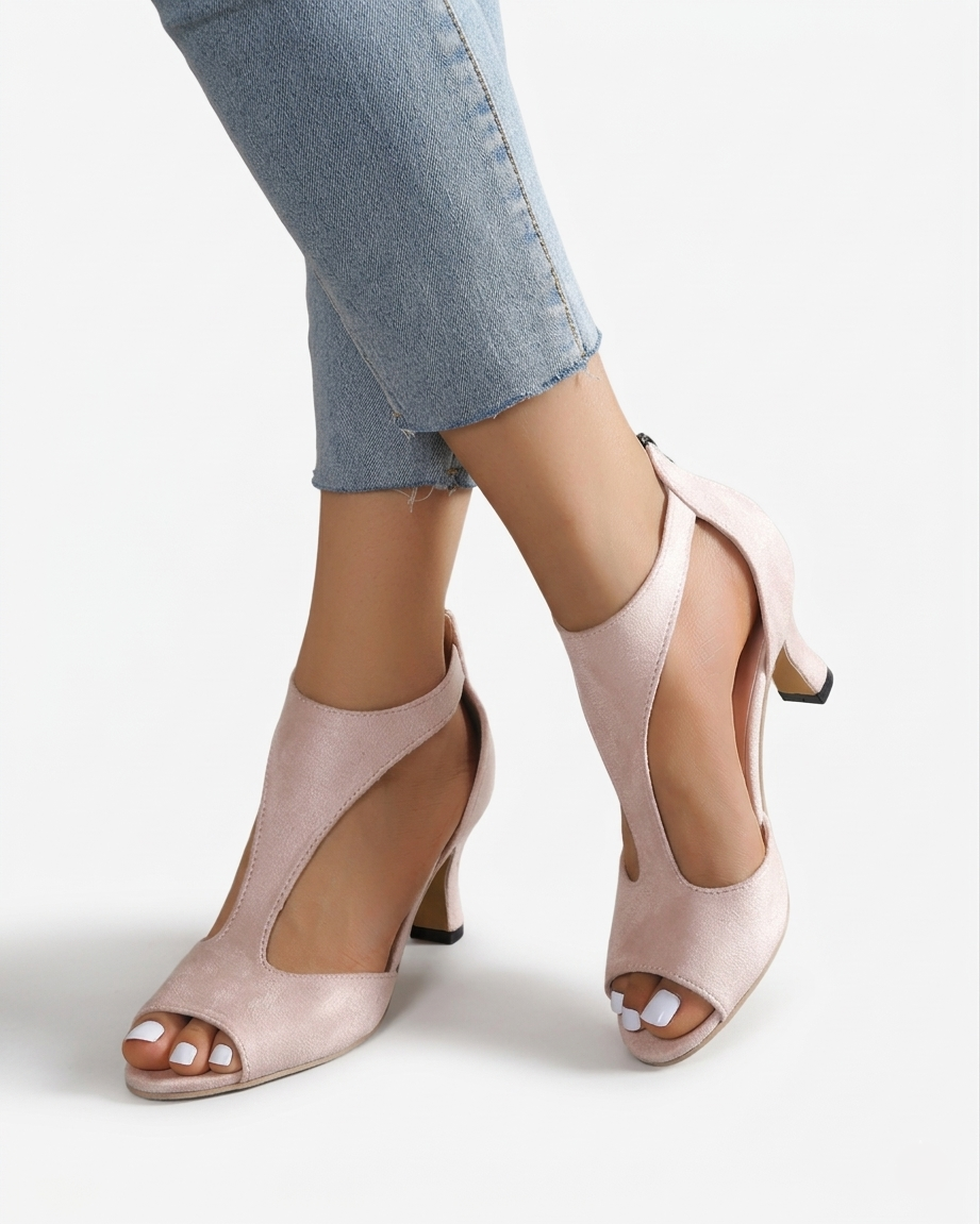 Womens Peep Toe Heel Sandals Cutout Design - Clovrio