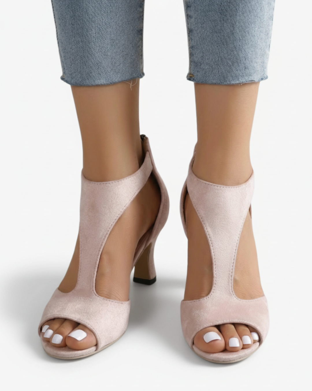 Womens Peep Toe Heel Sandals Cutout Design