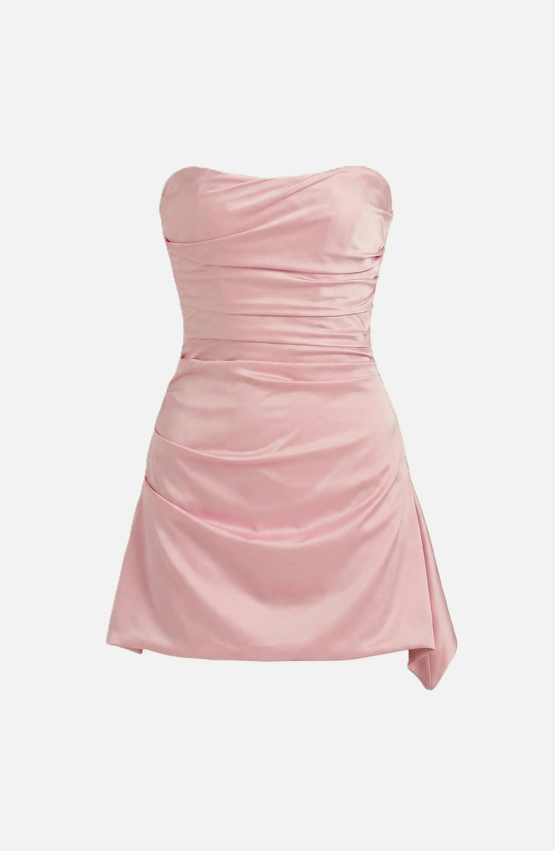Womens Strapless Party Dress Ruched Draped Asymmetric Hem