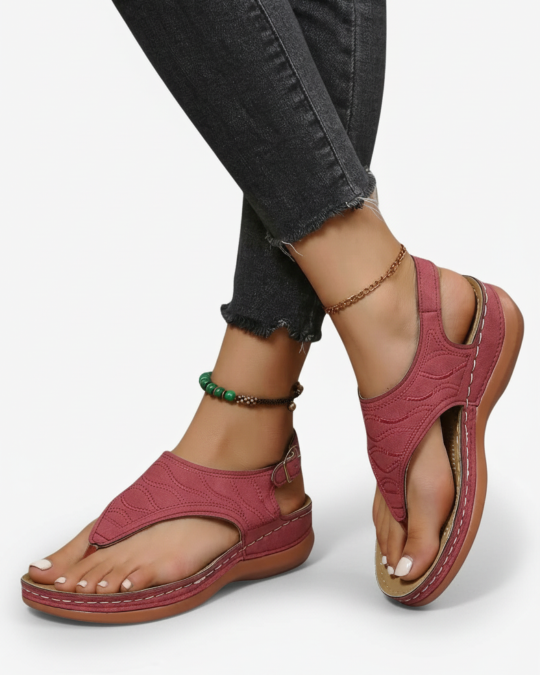 Womens Thong Sandals with Ankle Strap Casual Summer