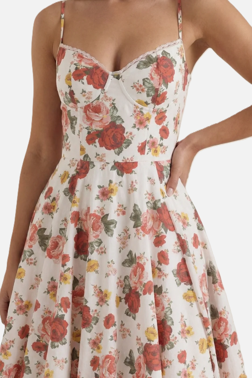 Womens Midi Dress Bustier Sweetheart Neckline Full Circle Tulle Hem