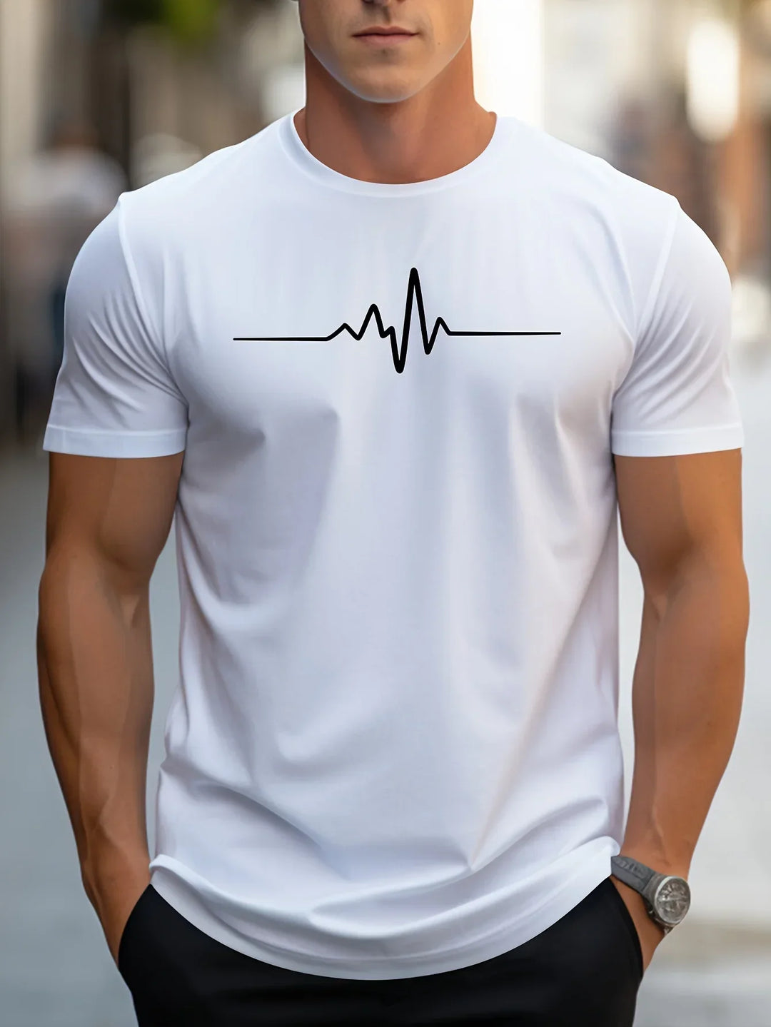 Mens Short Sleeve T-Shirt Slim Fit Minimalist Print - Clovrio