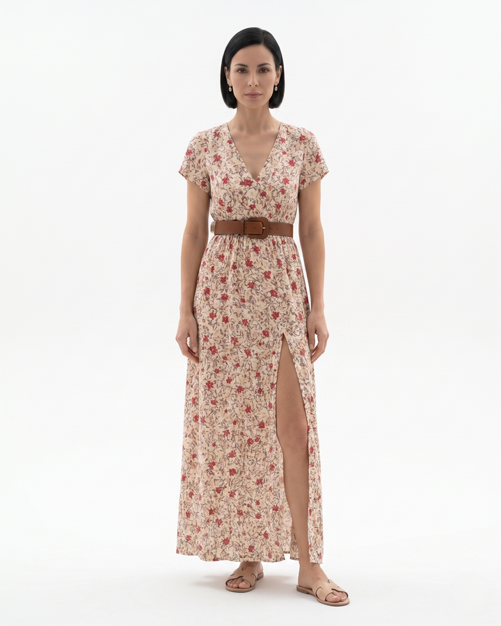 Womens Maxi Dress Floral Bohemian Split Hem