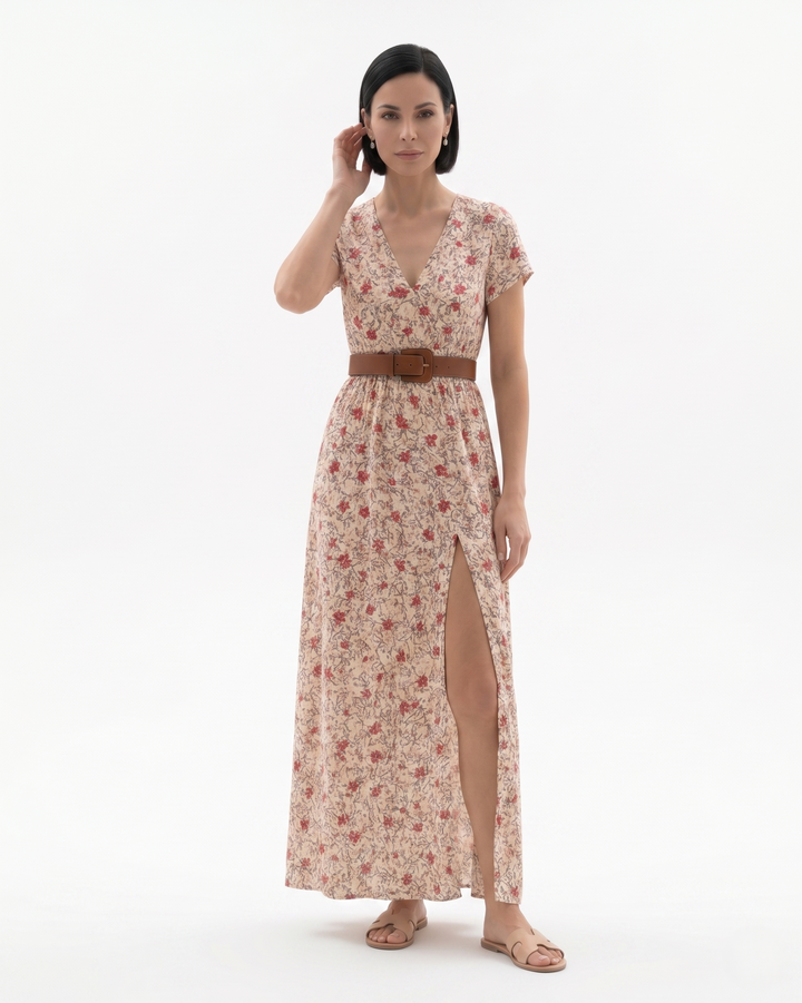 Womens Maxi Dress Floral Bohemian Split Hem