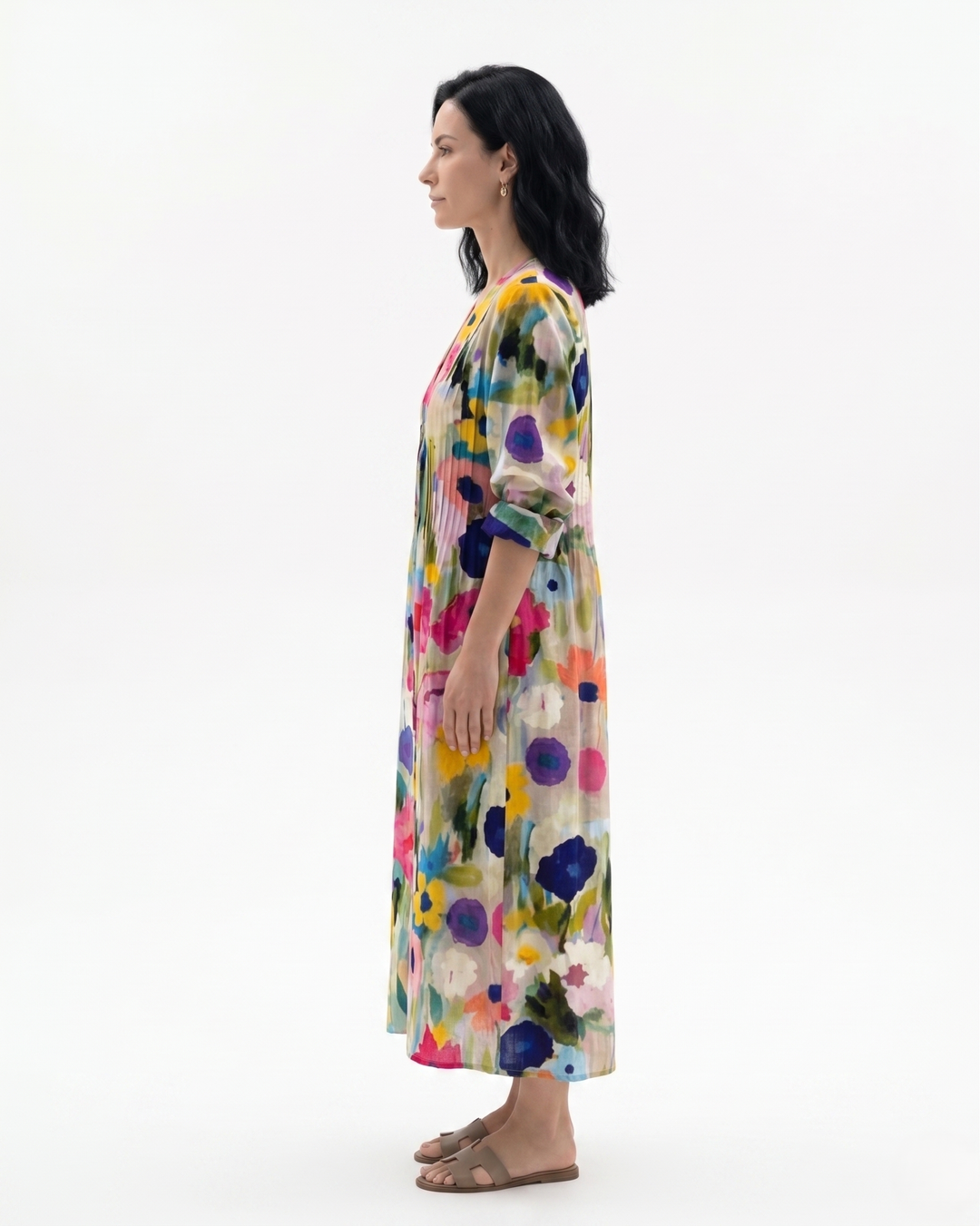 Womens Maxi Dress Button Front Printed