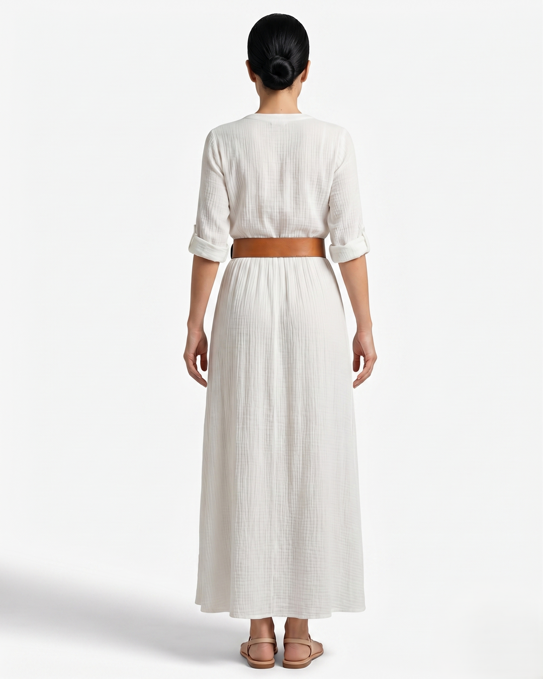 Womens Maxi Dress with Collar and Button Front